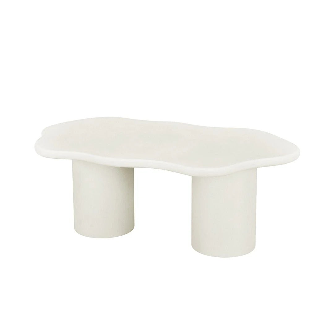 Salontafel Organisch Maya Microcement Cilinderpoot 120 cm Wit