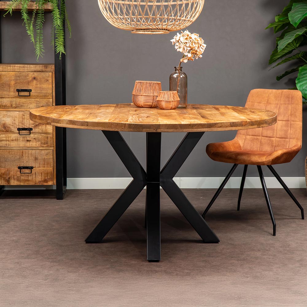 Mangohouten Eettafel Rond Tara 140 cm (5cm)