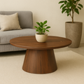 Ronde salontafel in het bruin.