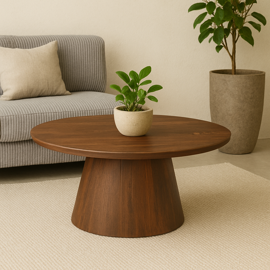 Ronde salontafel in het bruin 80 cm
