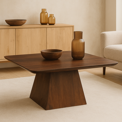 Mangohouten salontafel Mick vierkant bruin 80x80cm