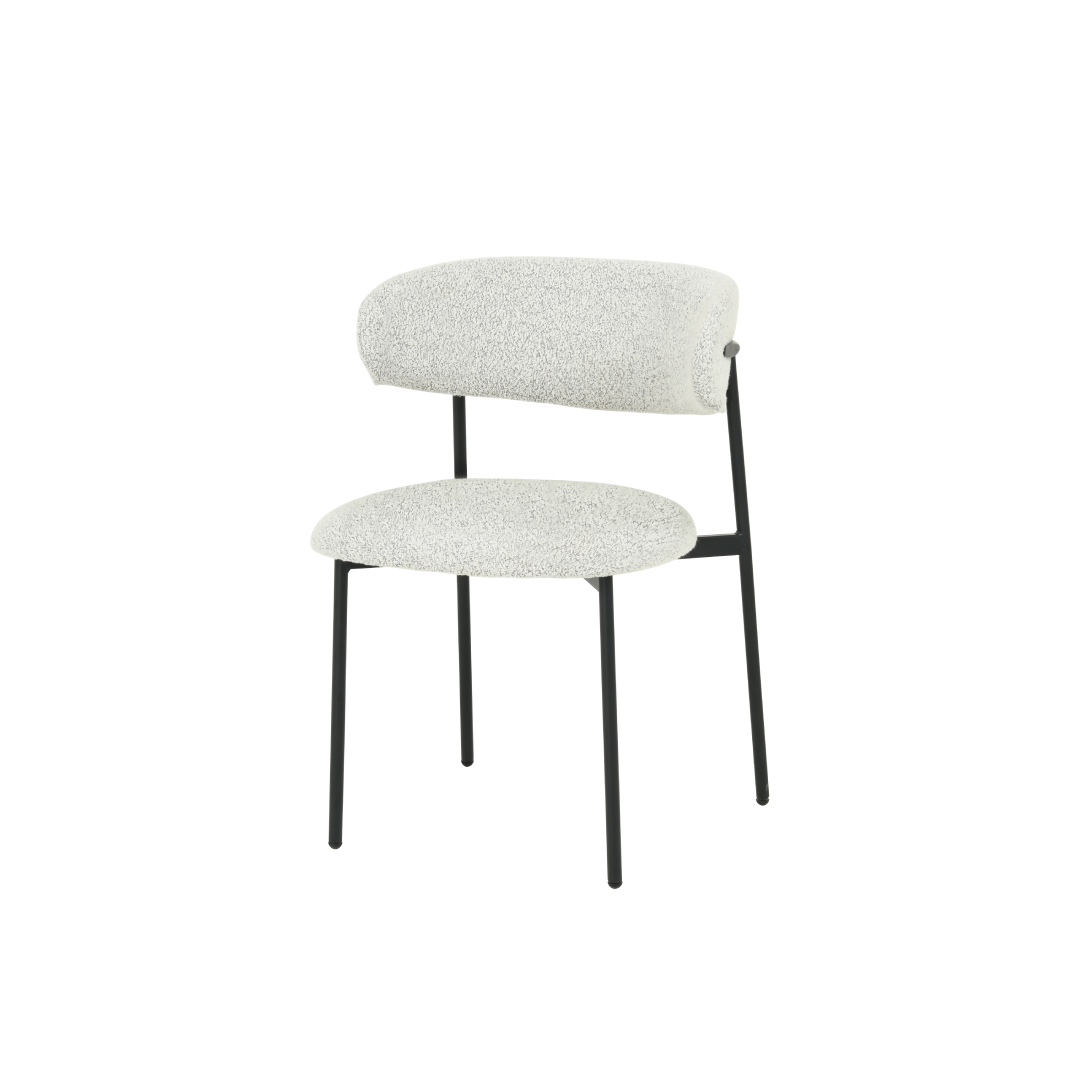Eetkamerstoel Jutland Beige Bouclé met zwart onderstel