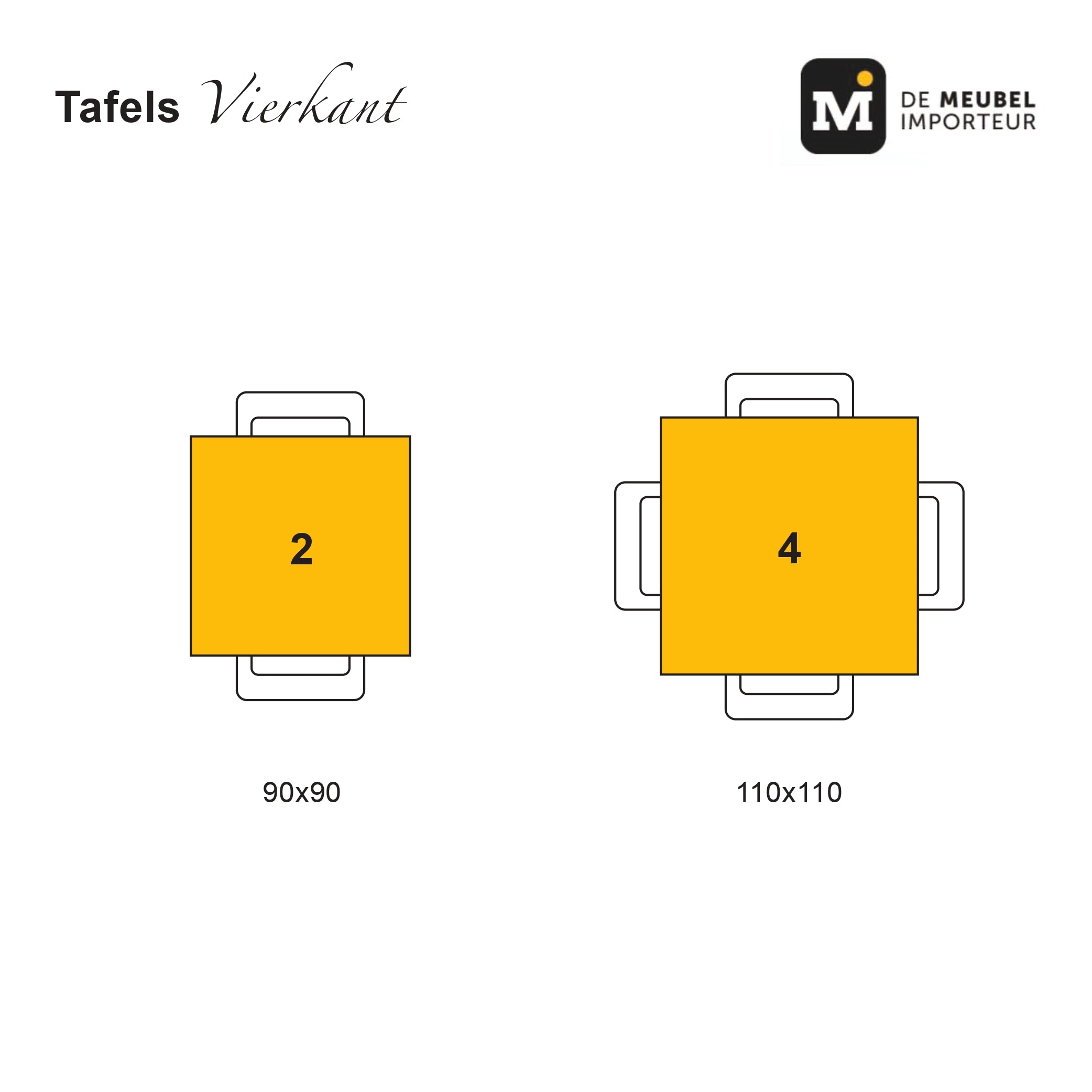 Mangohouten eettafel Mick vierkant 90x90cm