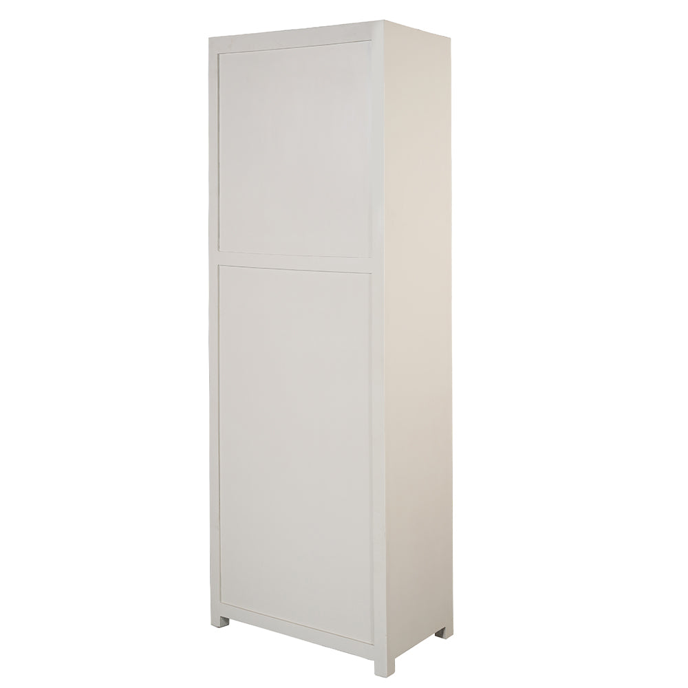 Mangohouten Wandkast Evan Crème 80 cm (5 open vakken, 2 deuren)