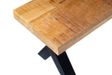 Mangohouten eetkamerbank Cedric X-poot 200x40 cm
