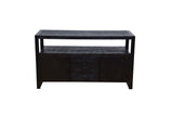 Mangohouten Dressoir Kensi 140 cm 2 deuren 3 lades Zwart