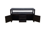 Mangohouten Dressoir Kensi 140 cm 2 deuren 3 lades Zwart