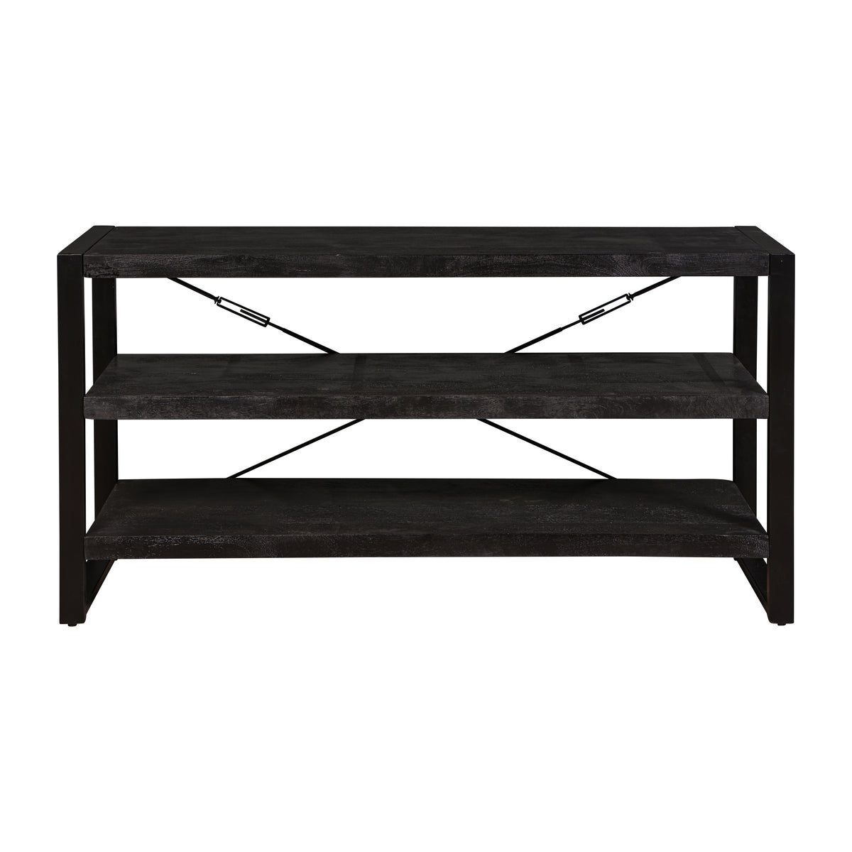 lage boekenkast van zwart mangohout 150 cm breed