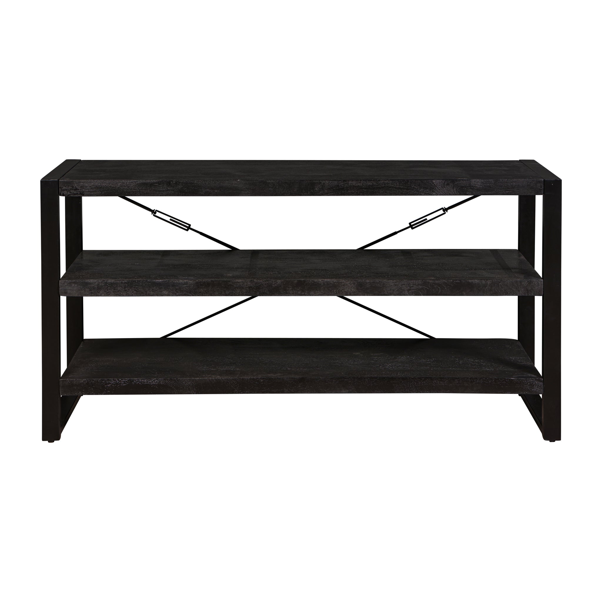 lage boekenkast van zwart mangohout 150 cm breed