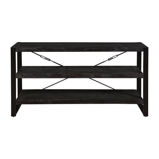 lage boekenkast van zwart mangohout 150 cm breed