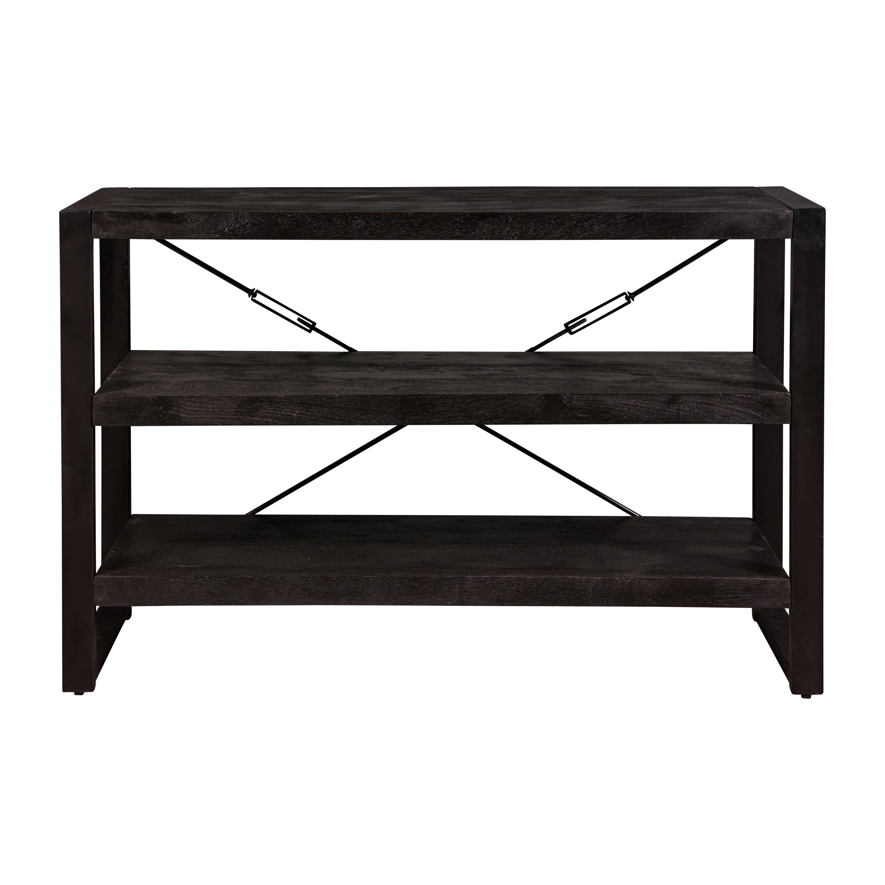 lage boekenkast van zwart mangohout 120 cm breed