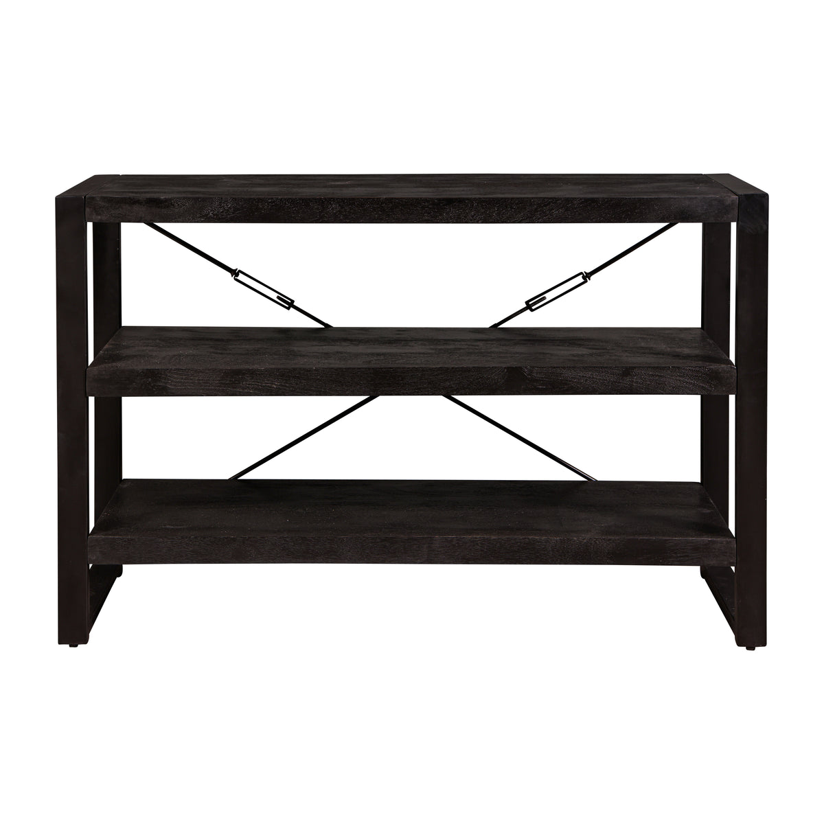 lage boekenkast van zwart mangohout 120 cm breed
