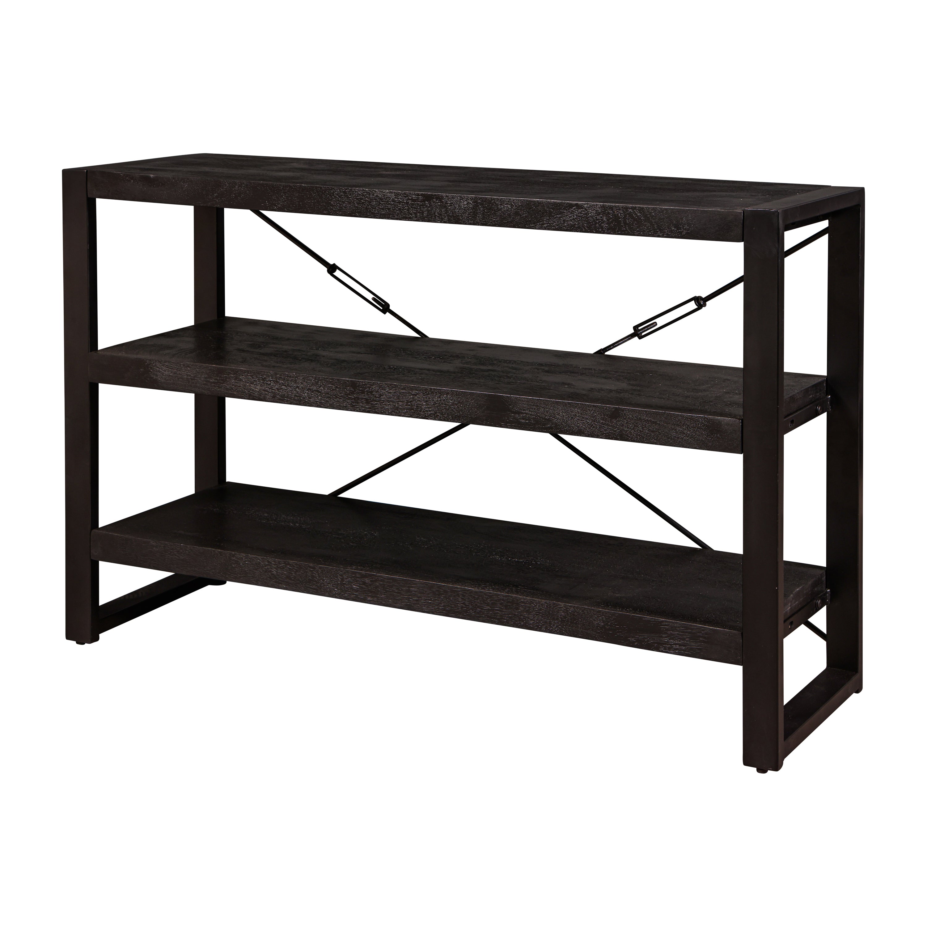 lage boekenkast van zwart mangohout 120 cm breed