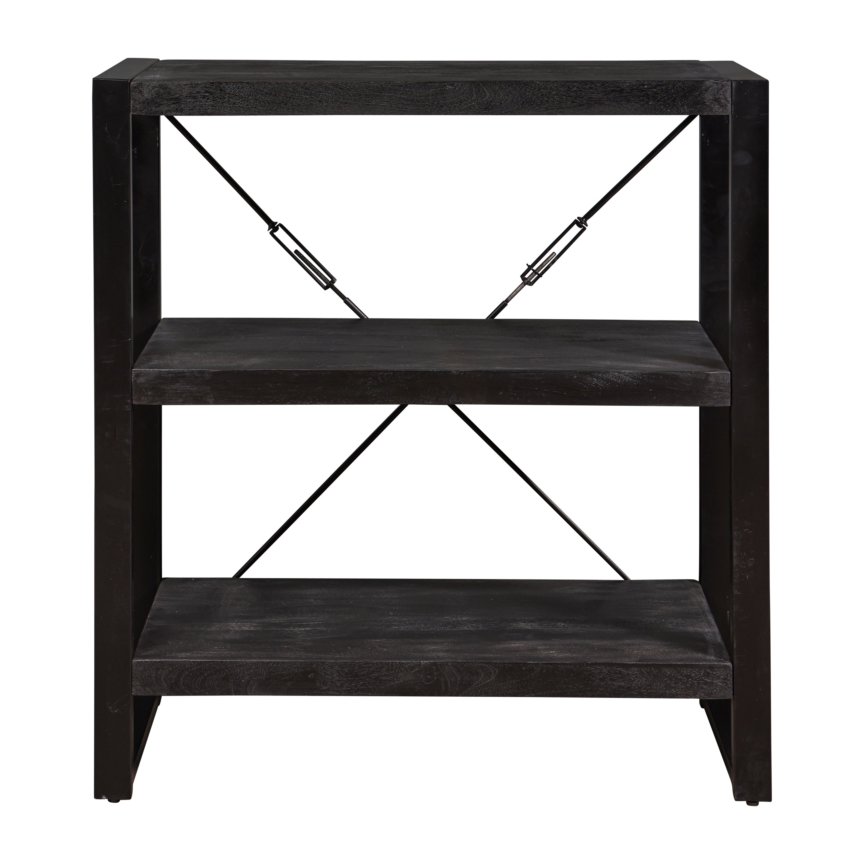 Mangohouten Boekenkast Britt Laag 90 cm Zwart