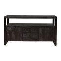 Mangohouten Dressoir Britt 140 cm 2 deuren 3 lades Zwart