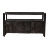 Mangohouten Dressoir Kensi 140 cm 2 deuren 3 lades Zwart
