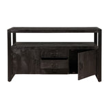 Mangohouten Dressoir Kensi 140 cm 2 deuren 3 lades Zwart