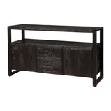 Mangohouten Dressoir Kensi 140 cm 2 deuren 3 lades Zwart