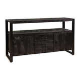 Mangohouten Dressoir Kensi 140 cm 2 deuren 3 lades Zwart