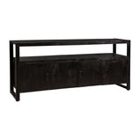 Mangohouten Dressoir Kensi 180 cm 4 deuren Zwart