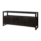 Mangohouten Dressoir Kensi 180 cm 4 deuren Zwart