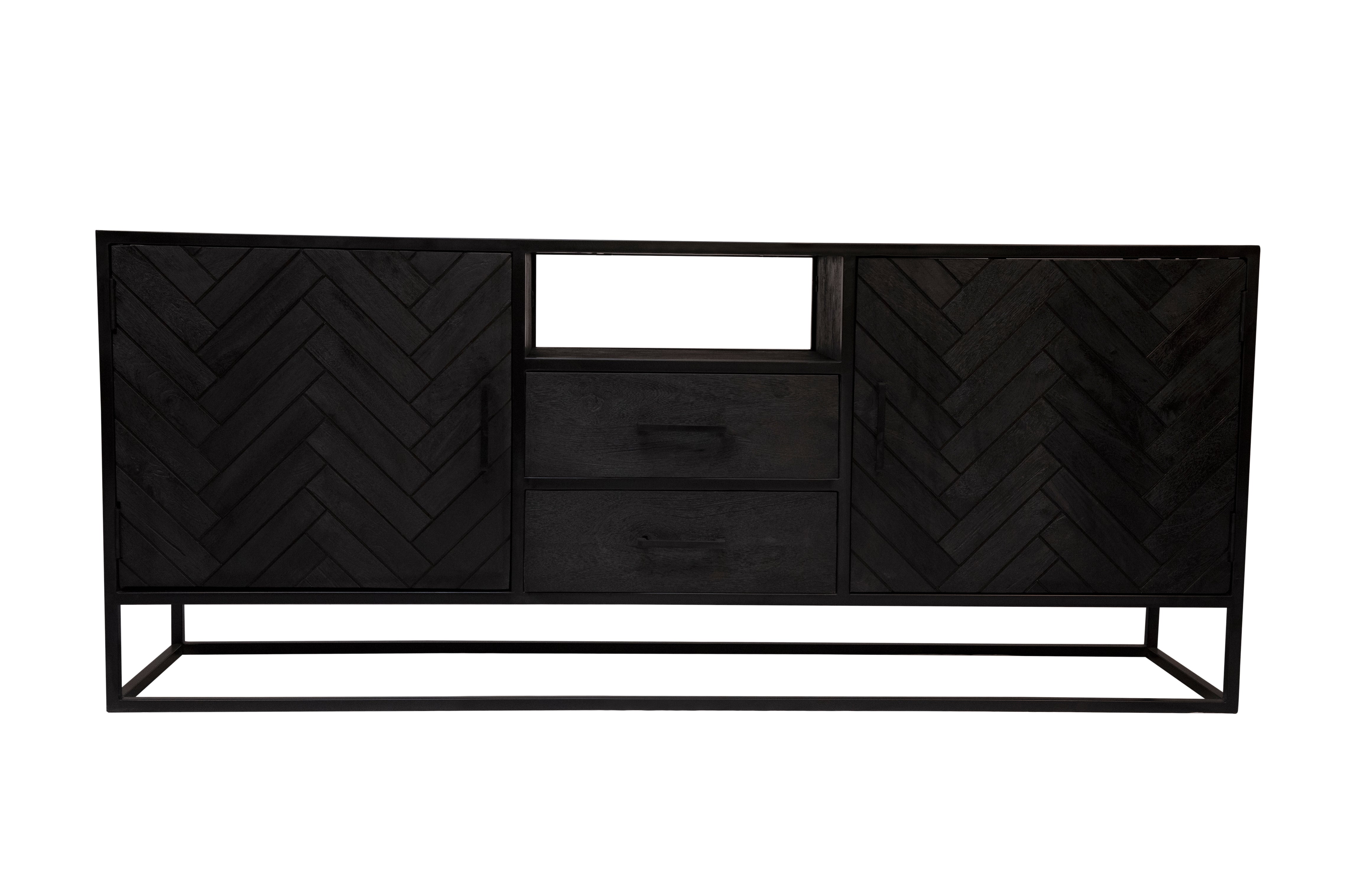 Mangohouten Dressoir Kjeld 180 cm Zwart