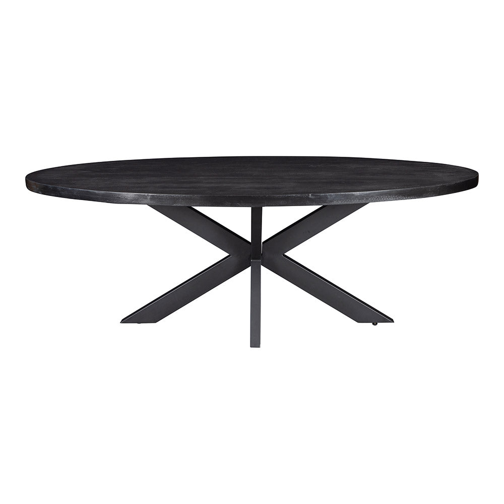 zwarte ovale eettafel van mangohout van mangohout 160 cm