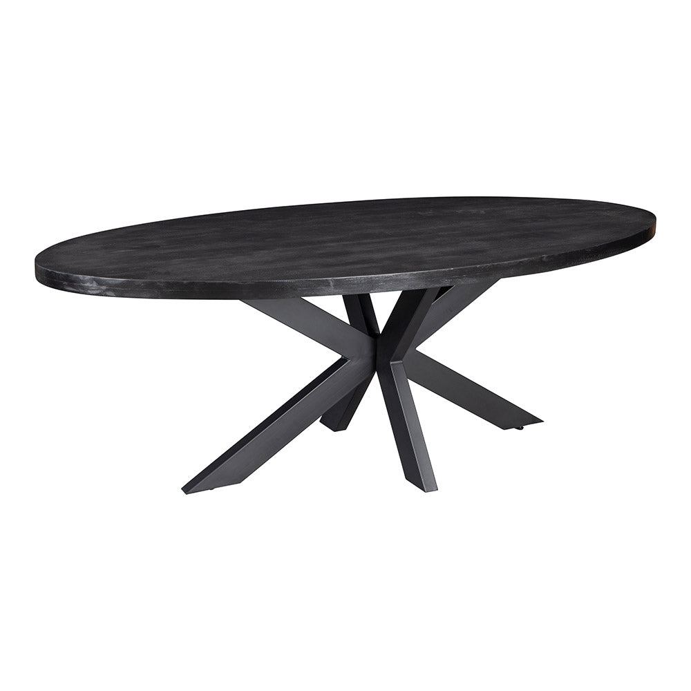 grote zwarte ovale eettafel van mangohout van mangohout 300 cm