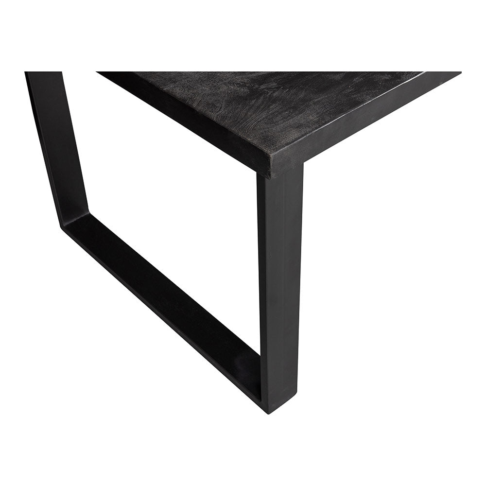 zwarte eettafel met rechthoekig blad van mangohout met u-poot 140 cm lang