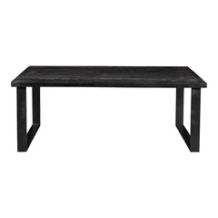 zwarte eettafel rechthoekig met u-poot van mangohout 300 cm lang