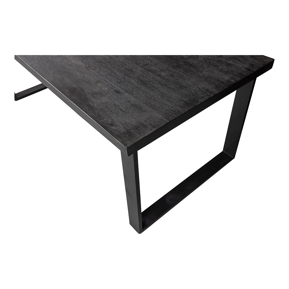 zwarte eettafel rechthoekig met u-poot van mangohout 260 cm lang