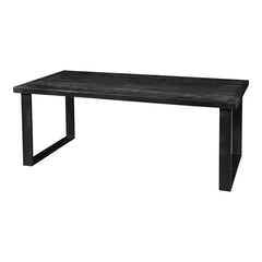 zwarte eettafel rechthoekig met u-poot van mangohout 300 cm lang