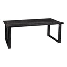 zwarte eettafel met rechthoekig blad van mangohout met u-poot 140 cm lang