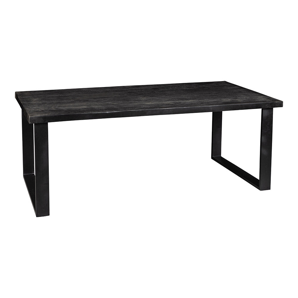 zwarte eettafel rechthoekig met u-poot van mangohout 300 cm lang