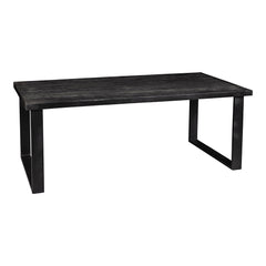 zwarte eettafel rechthoekig met u-poot van mangohout 300 cm lang