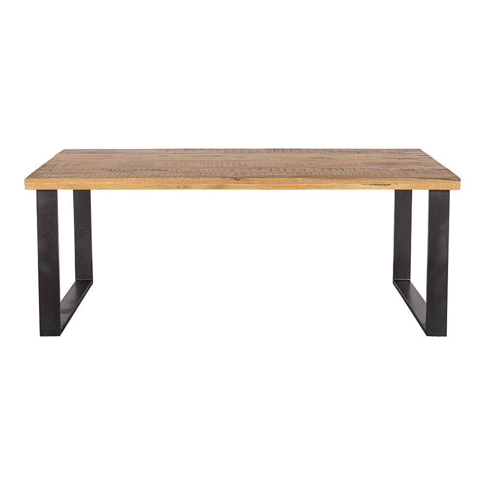 rechthoekige eettafel van mangohout met u-poot 160 cm lang