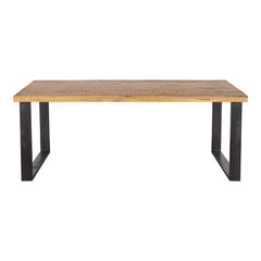 lange rechthoekige eettafel van mangohout met u-poot 300 cm lang