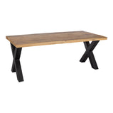 eettafel rechthoekig van mangohout met x-poot 240 cm lang