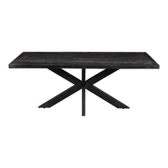 robuuste zwarte rechthoekige eettafel van mangohout 180 cm lang