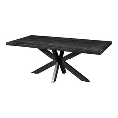 zwarte eettafel rechthoek van mangohout met spinpoot 280 cm lang