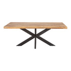 eettafel rechthoekig van mangohout met zwarte stalen poot 300 cm lang