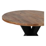 ronde eettafel van mangohout met metalen poot 130 cm