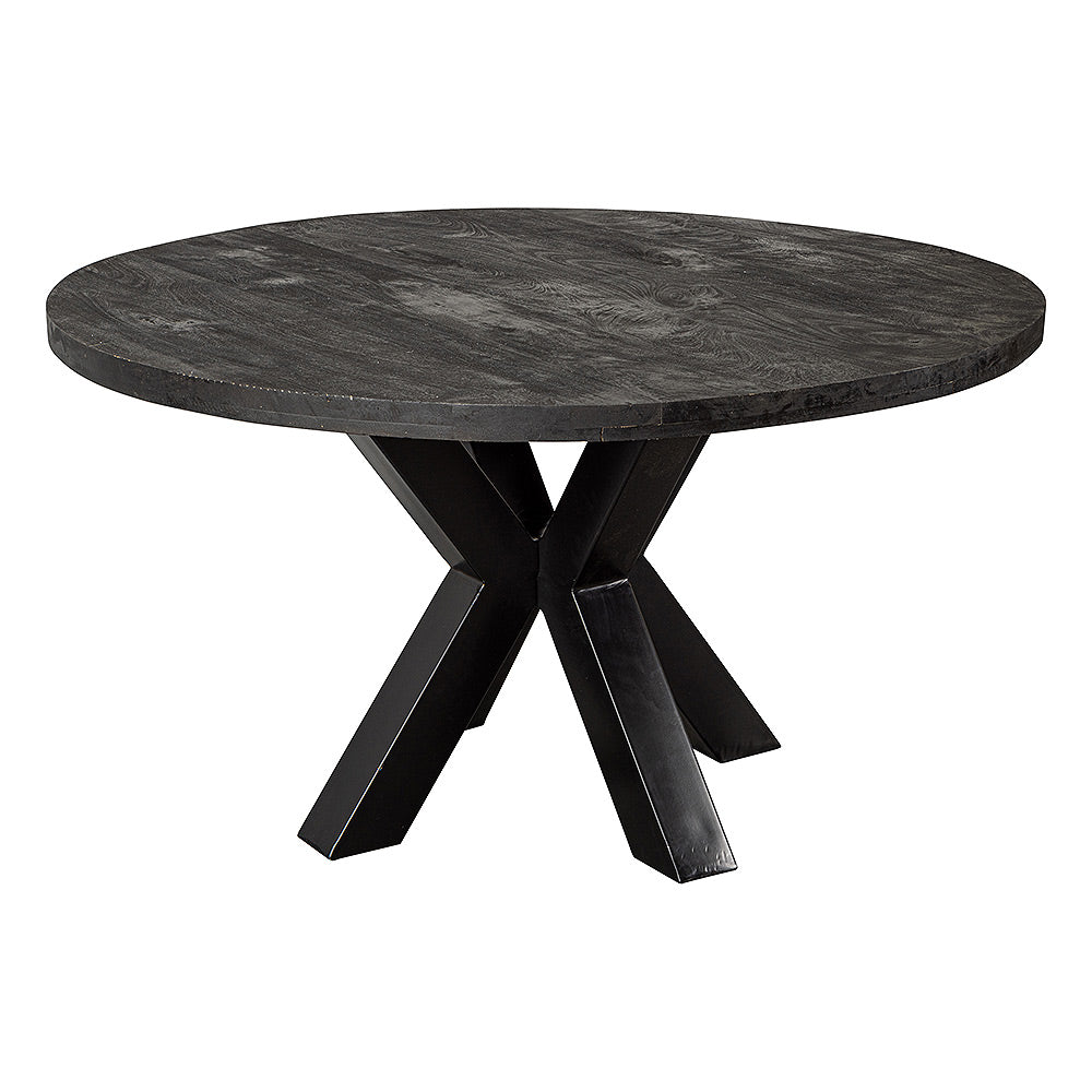 zwarte ronde eettafel van mangohout 150 cm