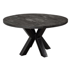 zwarte ronde eettafel van mangohout 150 cm