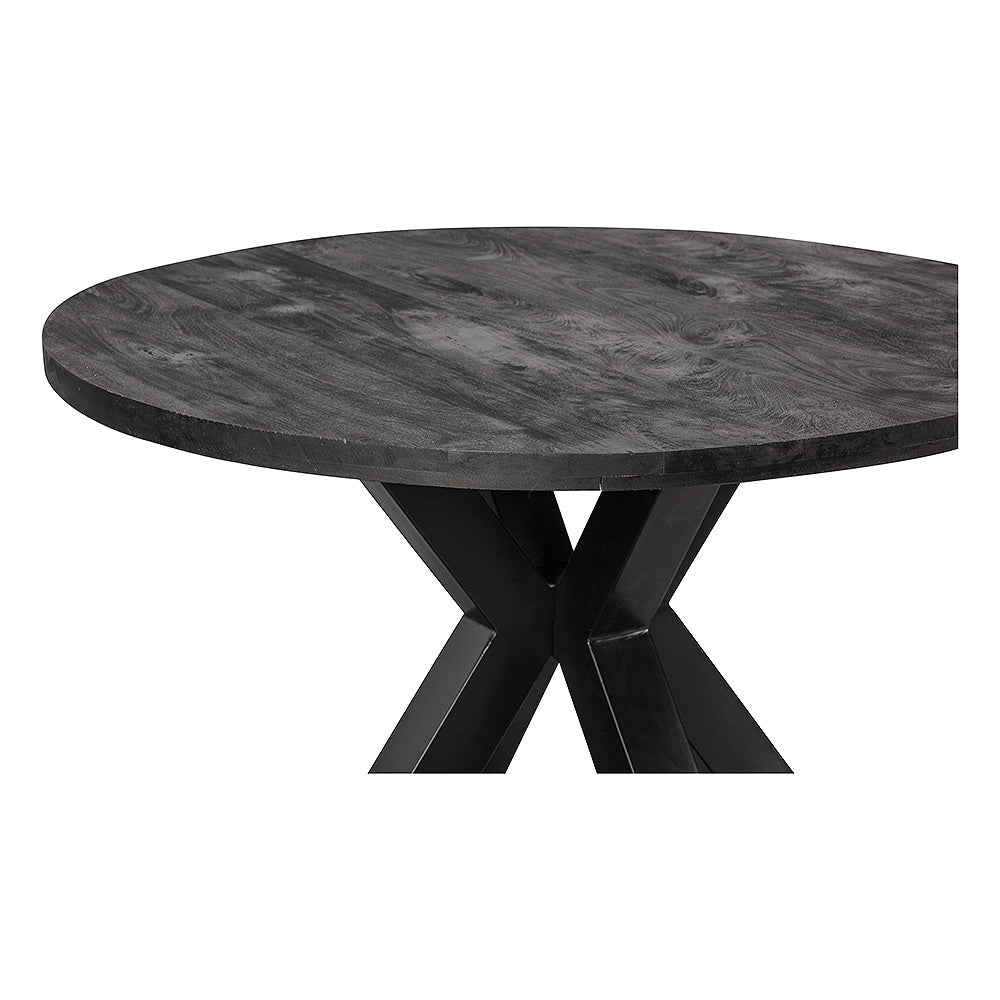zwarte ronde eettafel van mangohout 150 cm