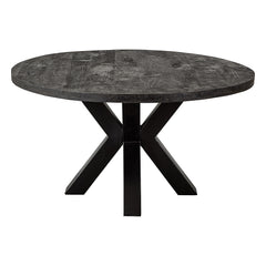 zwarte ronde eettafel van mangohout 150 cm