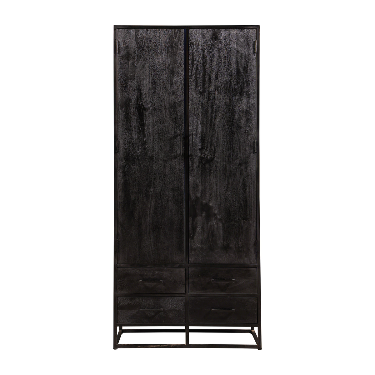 zwarte wandkast van mangohout met lades 90 cm breed
