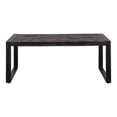 Eenvoudige zwarte salontafel van mangohout 110 cm lang