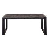 Eenvoudige zwarte salontafel van mangohout 110 cm lang