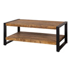 Eenvoudige salontafel van mangohout met dubbele laag 110 cm lang